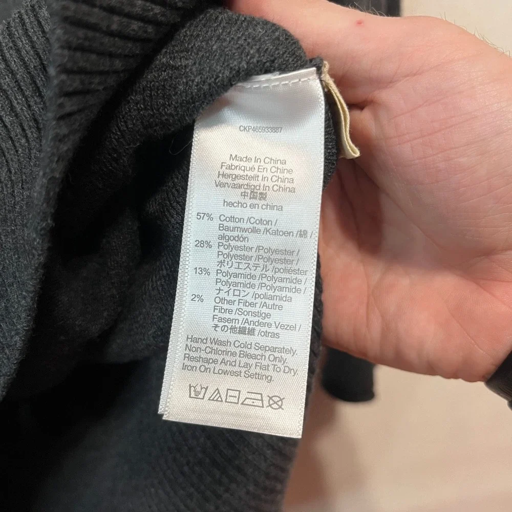 Madewell Charcoal Gray V-Neck Button Front Long Cardigan Cotton Sweater - Size S